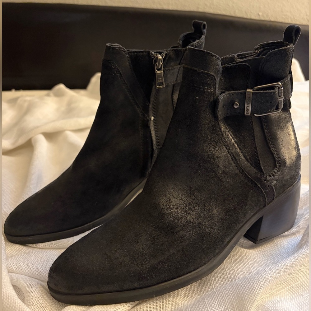 LUCCA LANE | Supple Brushed Leather Buckle Booties